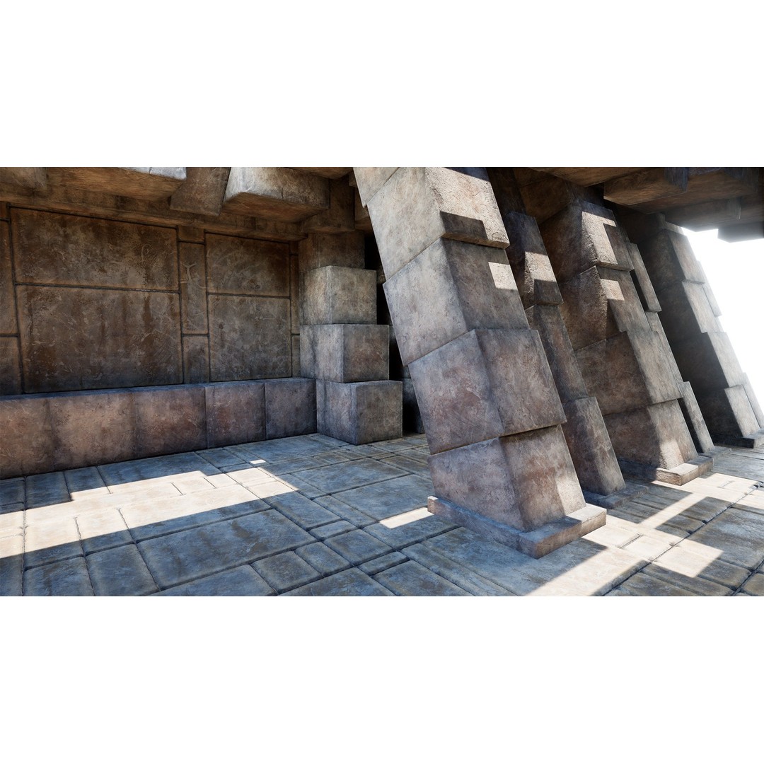 Medieval Wall and Ground 3D Model – PBR Textures, Low Poly Asset - View 15