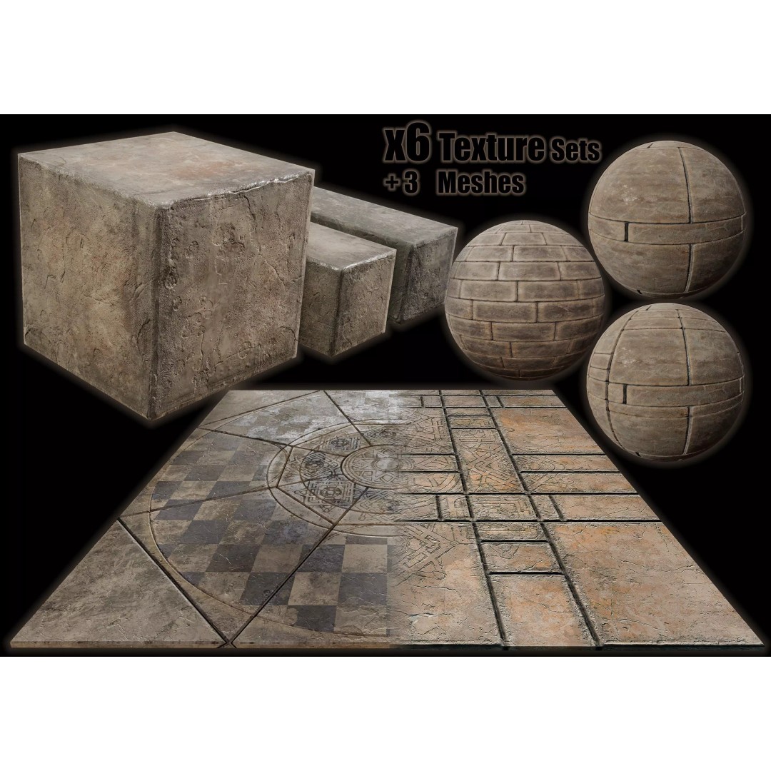 Medieval Wall and Ground 3D Model – PBR Textures, Low Poly Asset - View 2