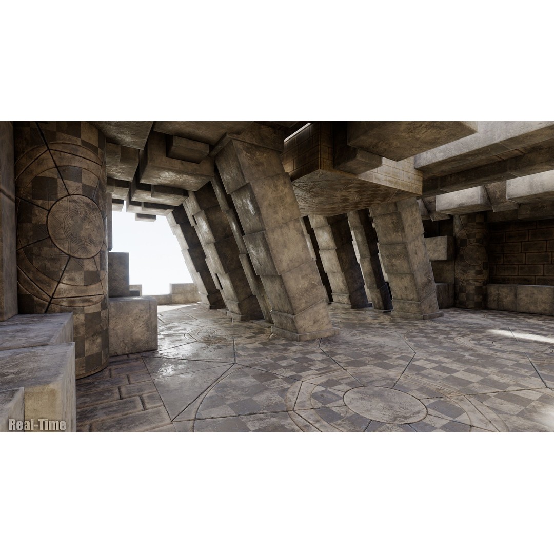 Medieval Wall and Ground 3D Model – PBR Textures, Low Poly Asset - View 3