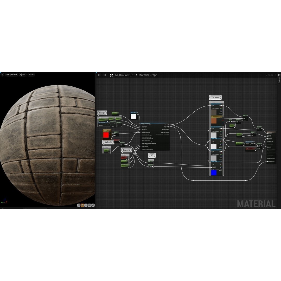 Medieval Wall and Ground 3D Model – PBR Textures, Low Poly Asset - View 4