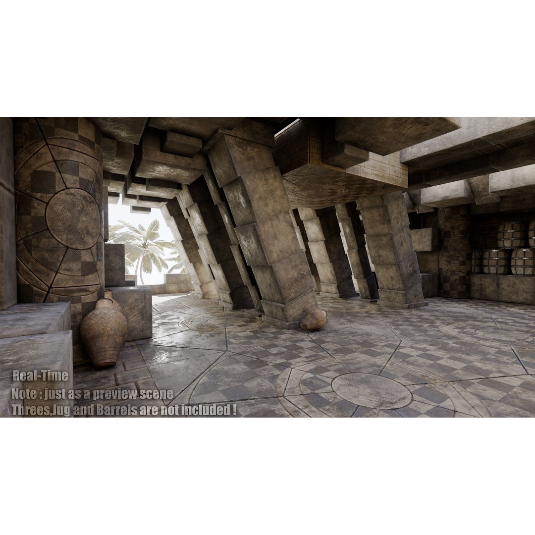 Medieval Wall and Ground 3D Model – PBR Textures, Low Poly Asset - View 7