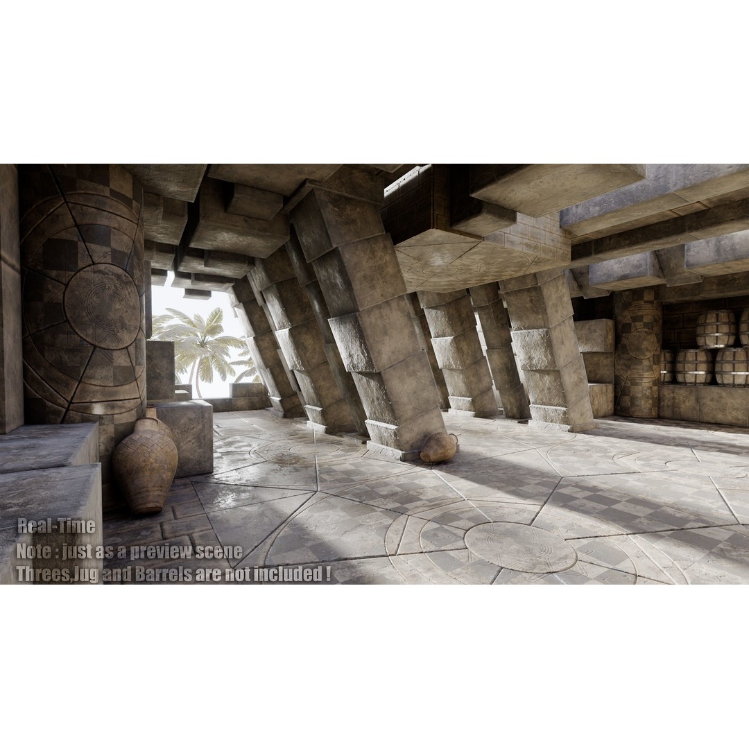 Medieval Wall and Ground 3D Model – PBR Textures, Low Poly Asset - View 9