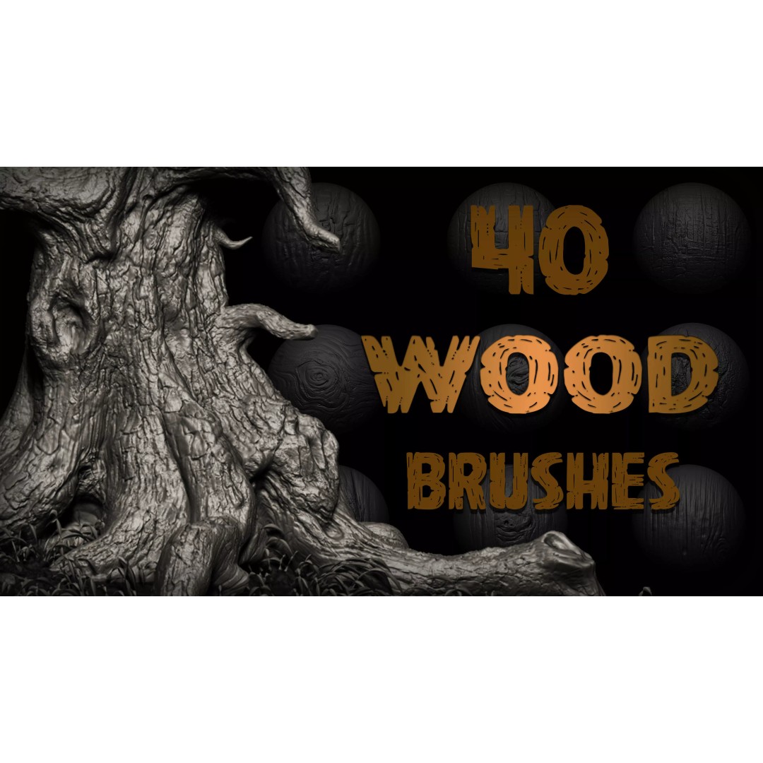 Wood Detail 3D Model – VDM Brush Textures for Zbrush & Blender - View 2