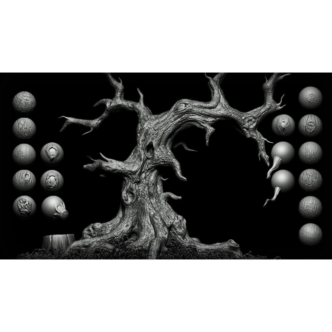 Wood Detail 3D Model – VDM Brush Textures for Zbrush & Blender - View 3