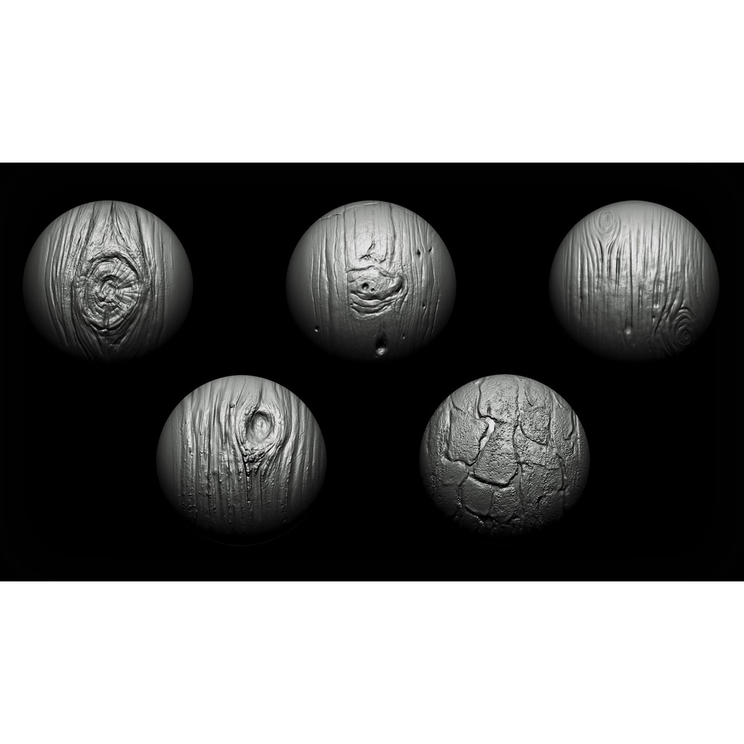 Wood Detail 3D Model – VDM Brush Textures for Zbrush & Blender - View 6