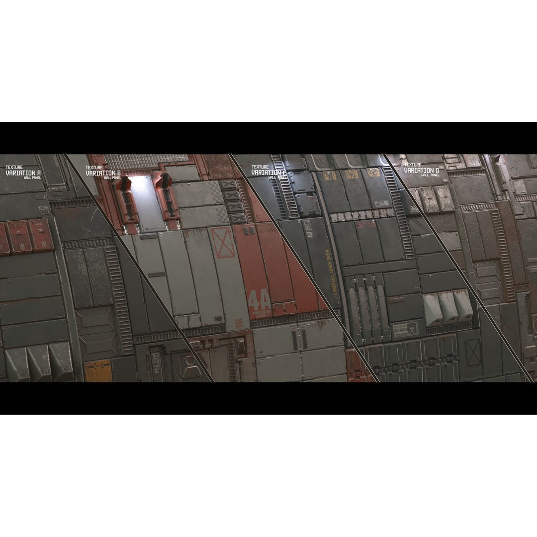 Scifi Wall Panel Texture Set E – PBR Textures for Spaceships, 4096x4096 - View 3