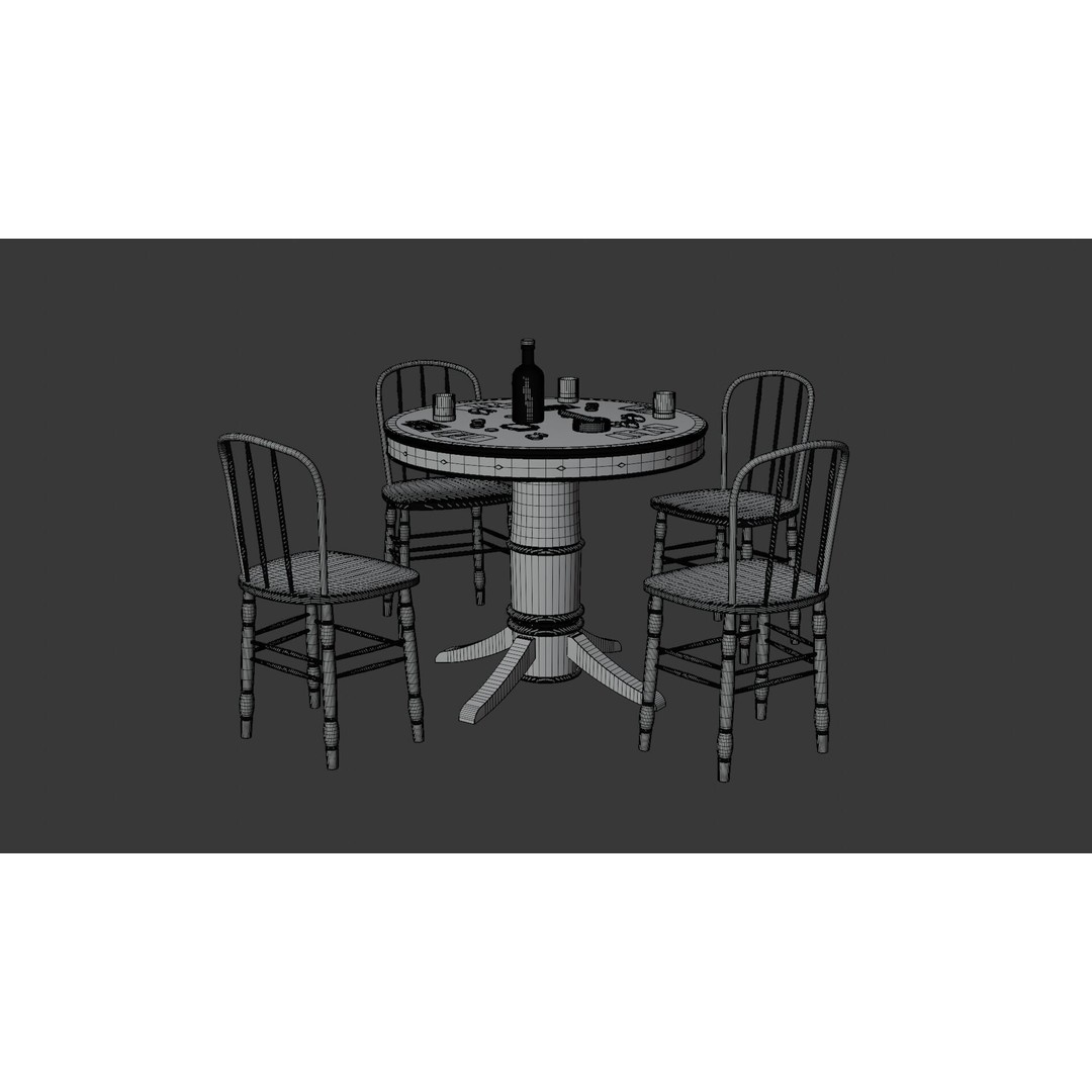 Poker Table 3D Model – Vintage Casino Scene with PBR Textures - View 7