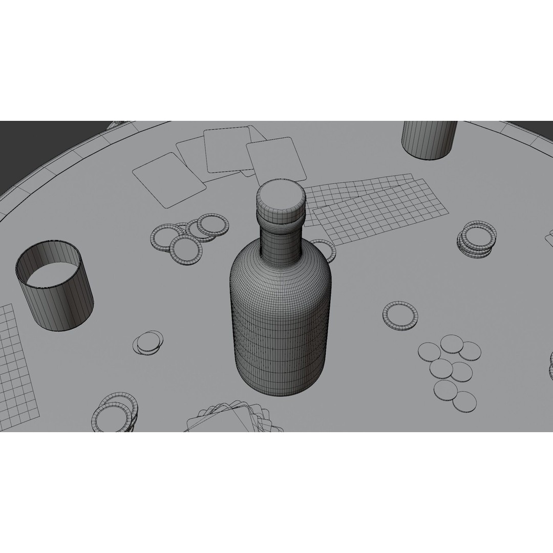 Poker Table 3D Model – Vintage Casino Scene with PBR Textures - View 8