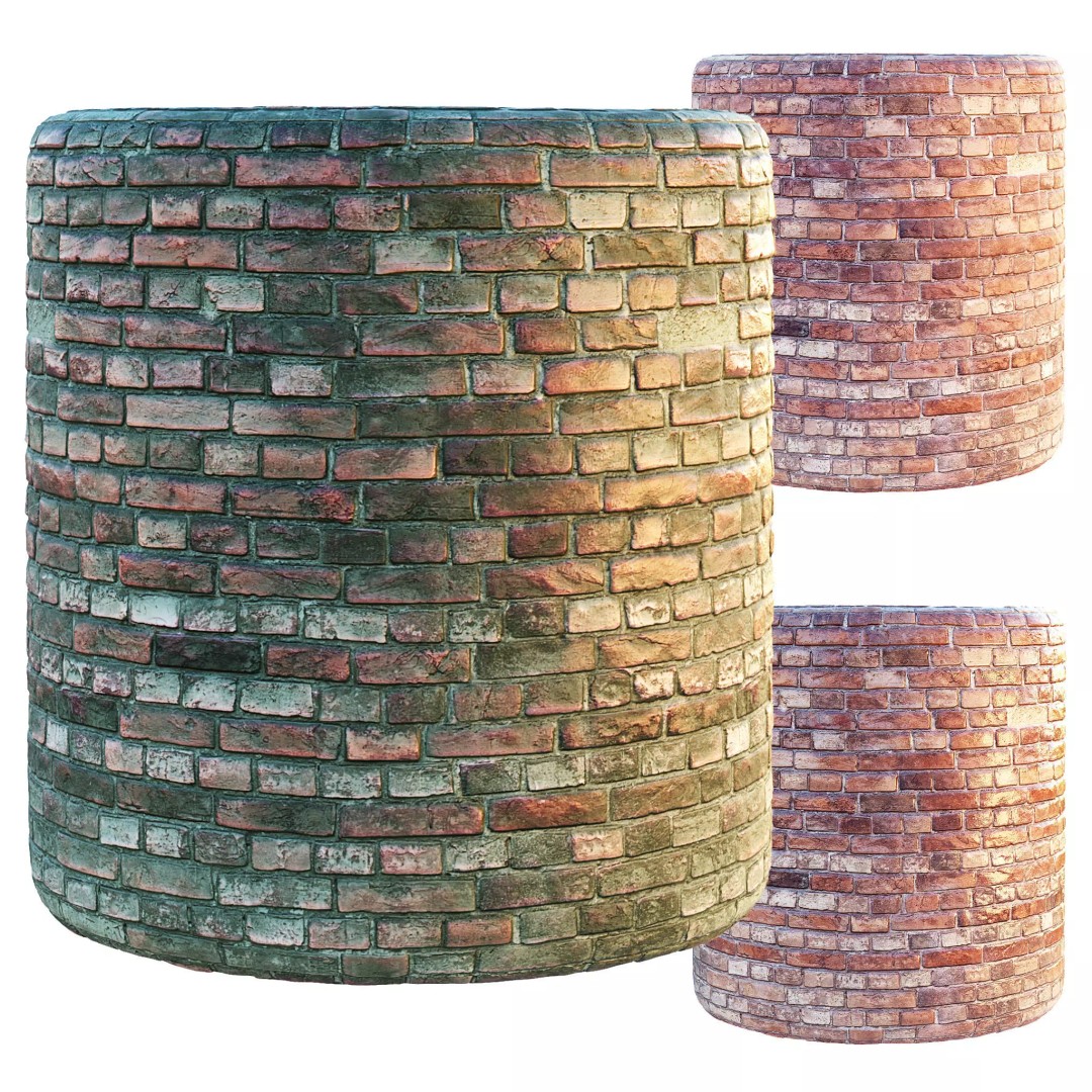 Old Red Brick Wall 3D Model – PBR Seamless Texture for Archviz - View 2