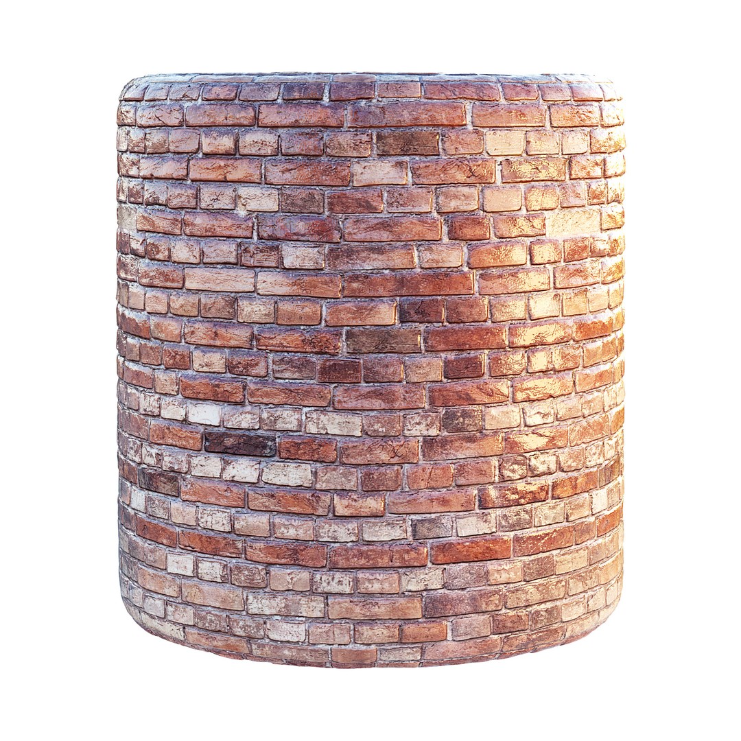 Old Red Brick Wall 3D Model – PBR Seamless Texture for Archviz - View 6