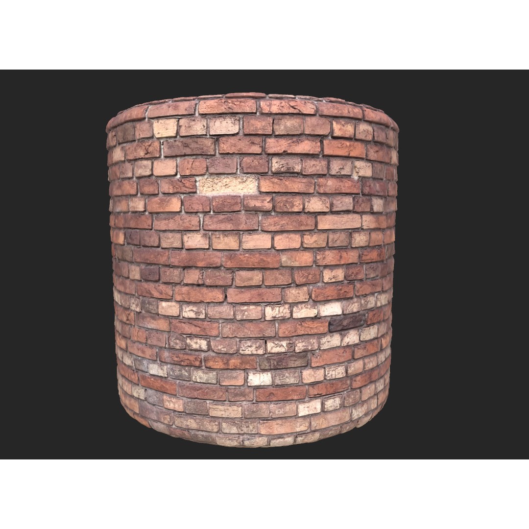 Old Red Brick Wall 3D Model – PBR Seamless Texture for Archviz - View 8
