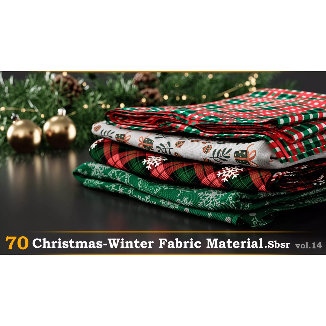 70 Christmas-Winter Fabric Materials 3D Model – SBSAR Textures for Design - View 2