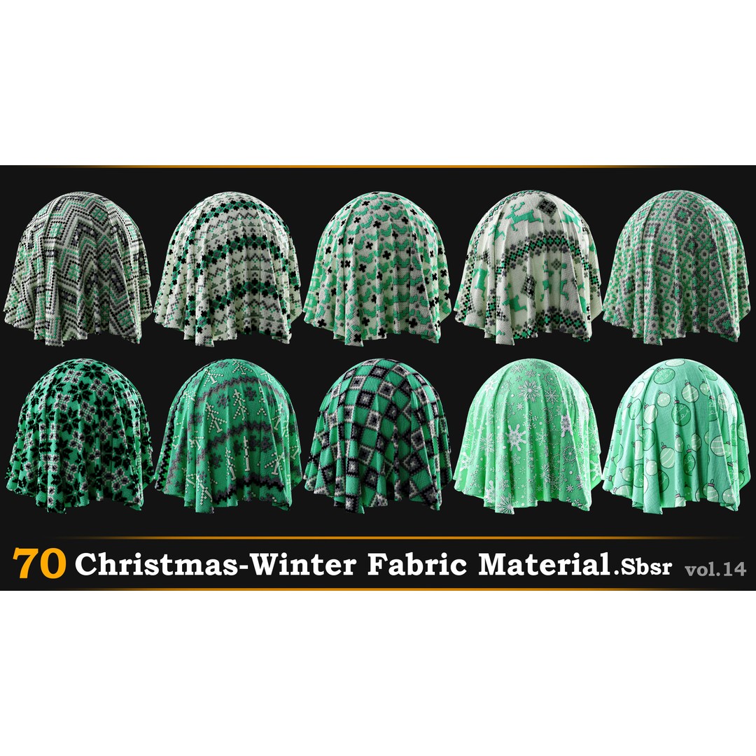 70 Christmas-Winter Fabric Materials 3D Model – SBSAR Textures for Design - View 3