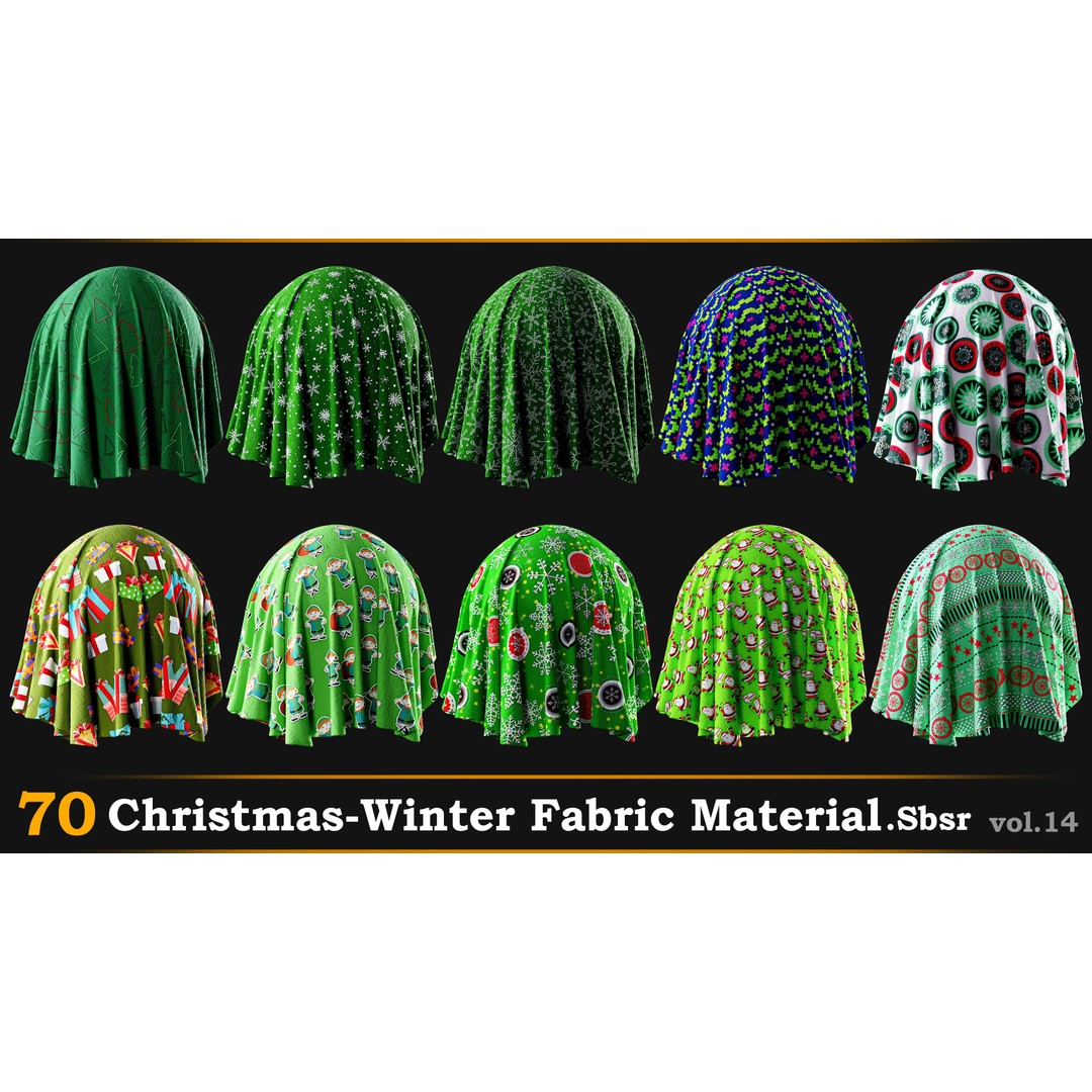 70 Christmas-Winter Fabric Materials 3D Model – SBSAR Textures for Design - View 4