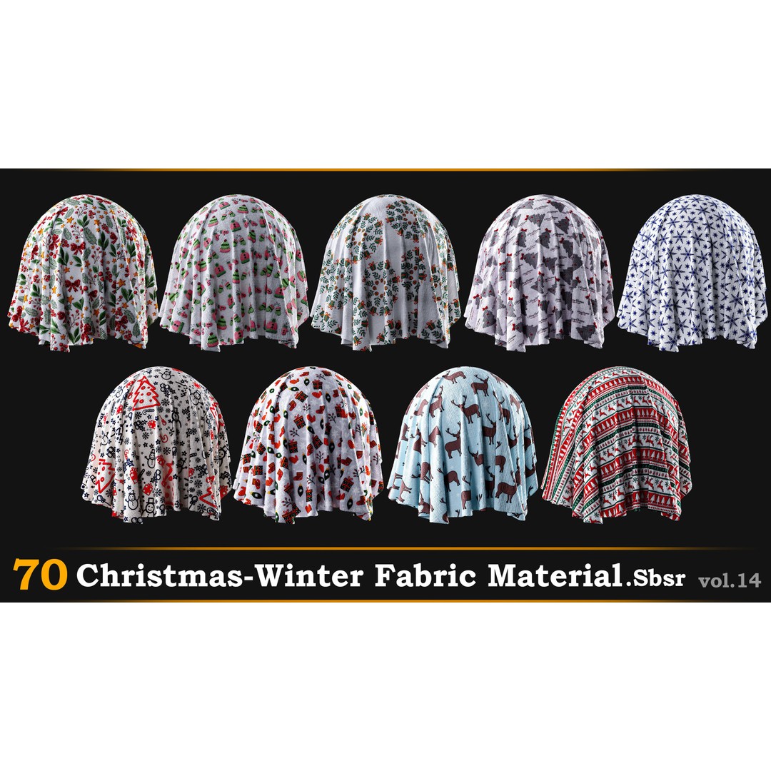 70 Christmas-Winter Fabric Materials 3D Model – SBSAR Textures for Design - View 5