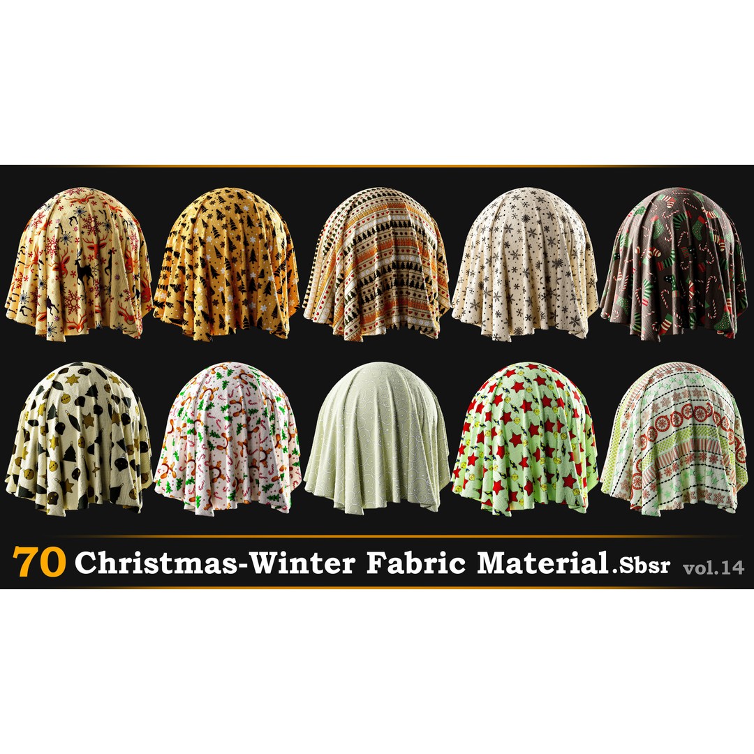 70 Christmas-Winter Fabric Materials 3D Model – SBSAR Textures for Design - View 6