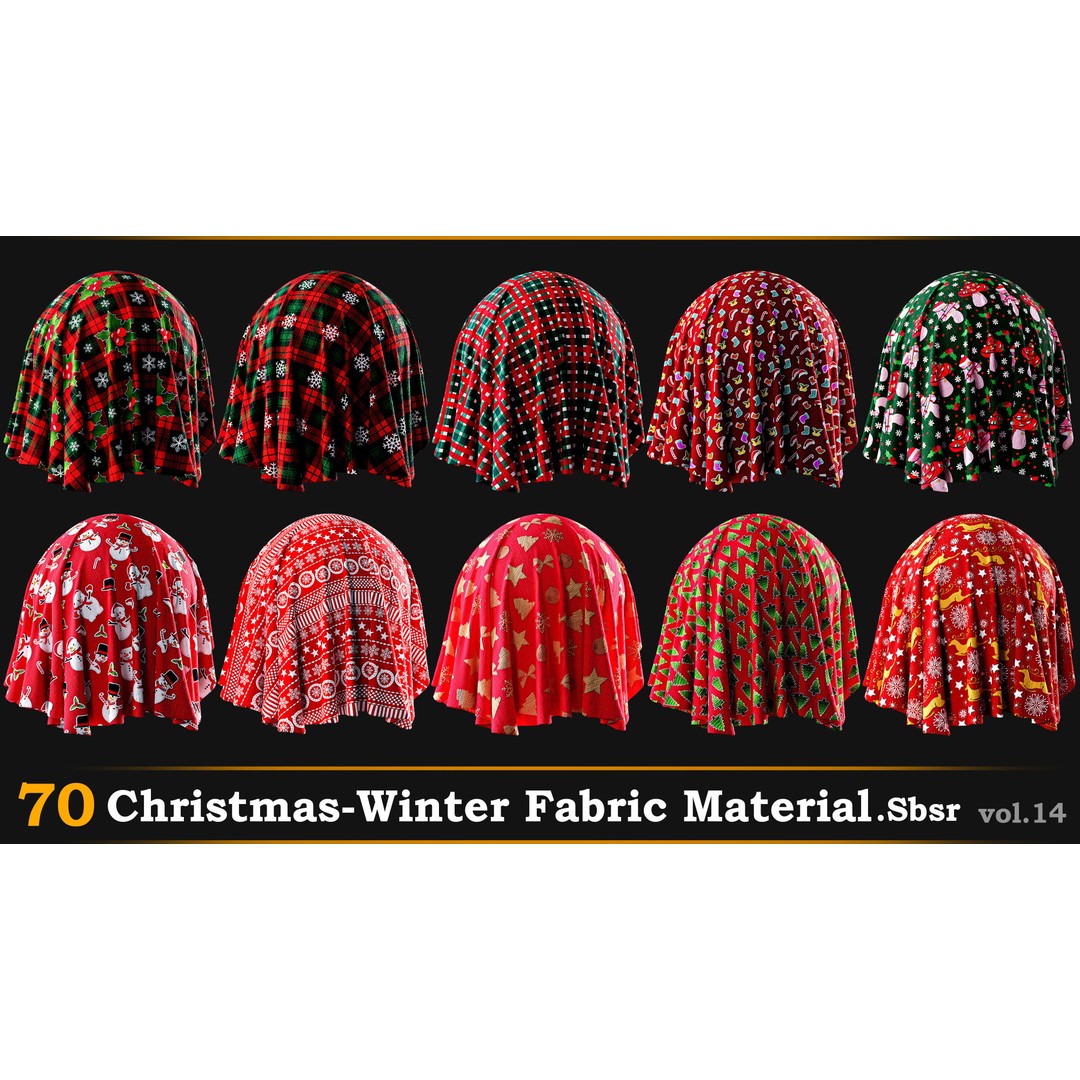 70 Christmas-Winter Fabric Materials 3D Model – SBSAR Textures for Design - View 7