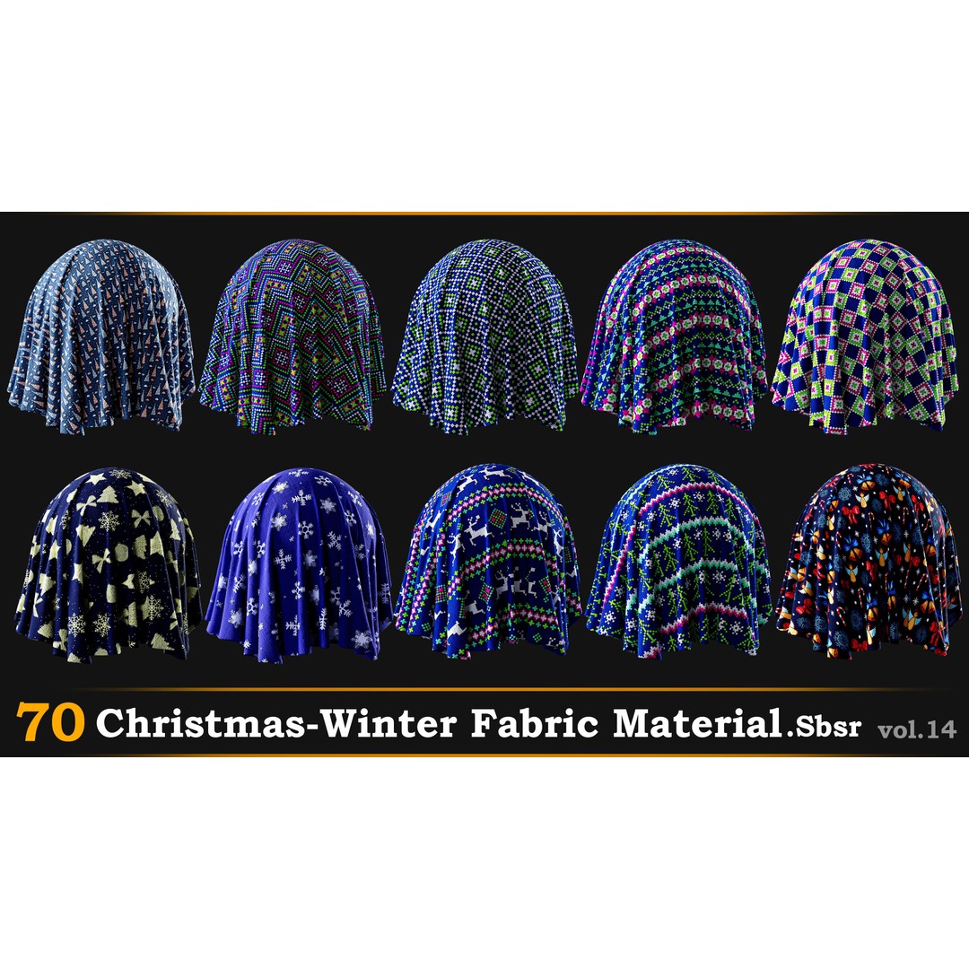70 Christmas-Winter Fabric Materials 3D Model – SBSAR Textures for Design - View 8