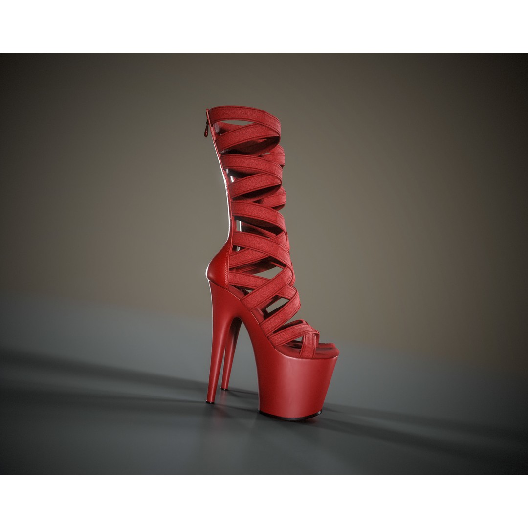Banded Platform Shoes 3D Model – Low Poly Game Ready Asset, FBX - View 20