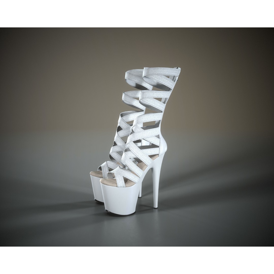 Banded Platform Shoes 3D Model – Low Poly Game Ready Asset, FBX - View 22