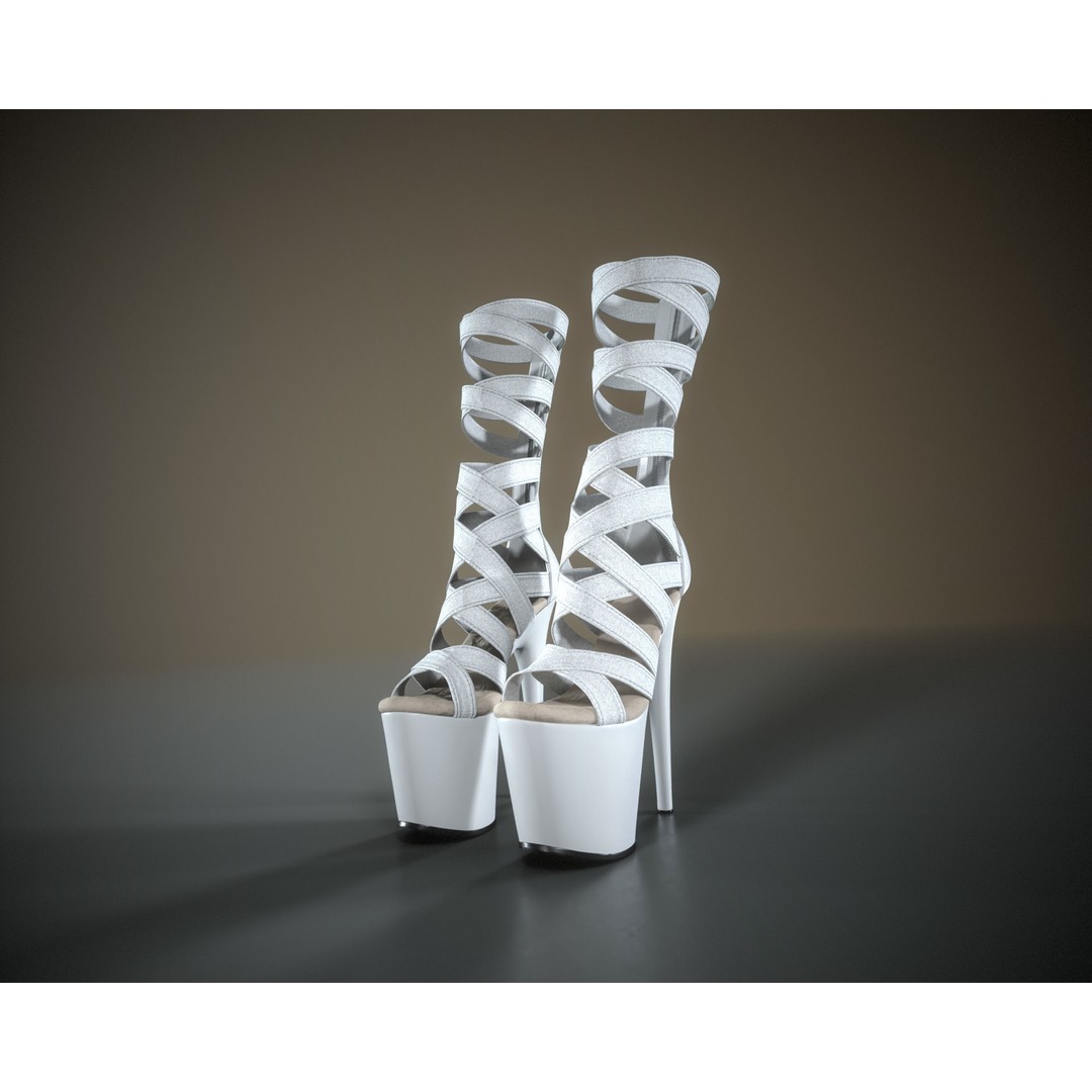 Banded Platform Shoes 3D Model – Low Poly Game Ready Asset, FBX - View 23