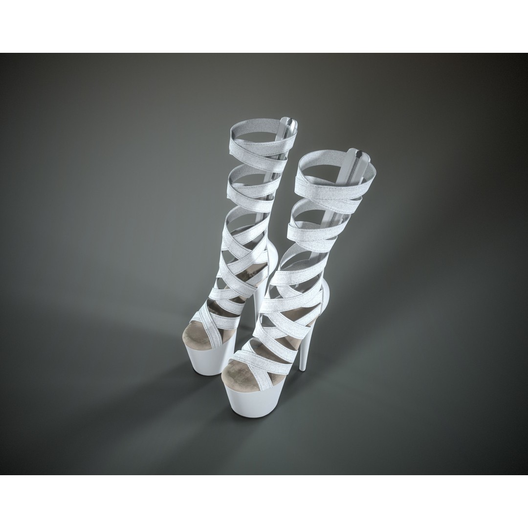 Banded Platform Shoes 3D Model – Low Poly Game Ready Asset, FBX - View 24