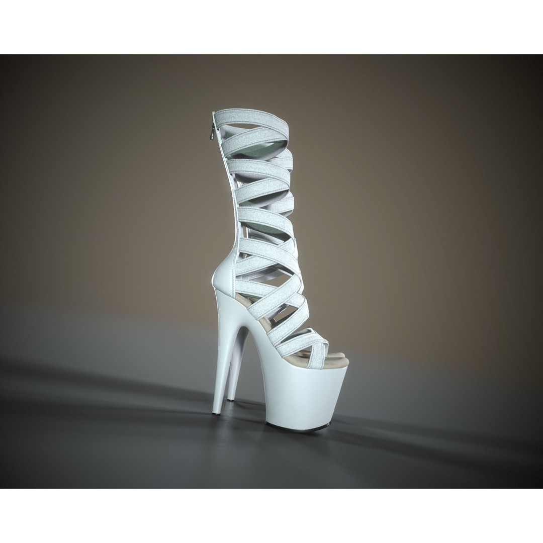 Banded Platform Shoes 3D Model – Low Poly Game Ready Asset, FBX - View 25