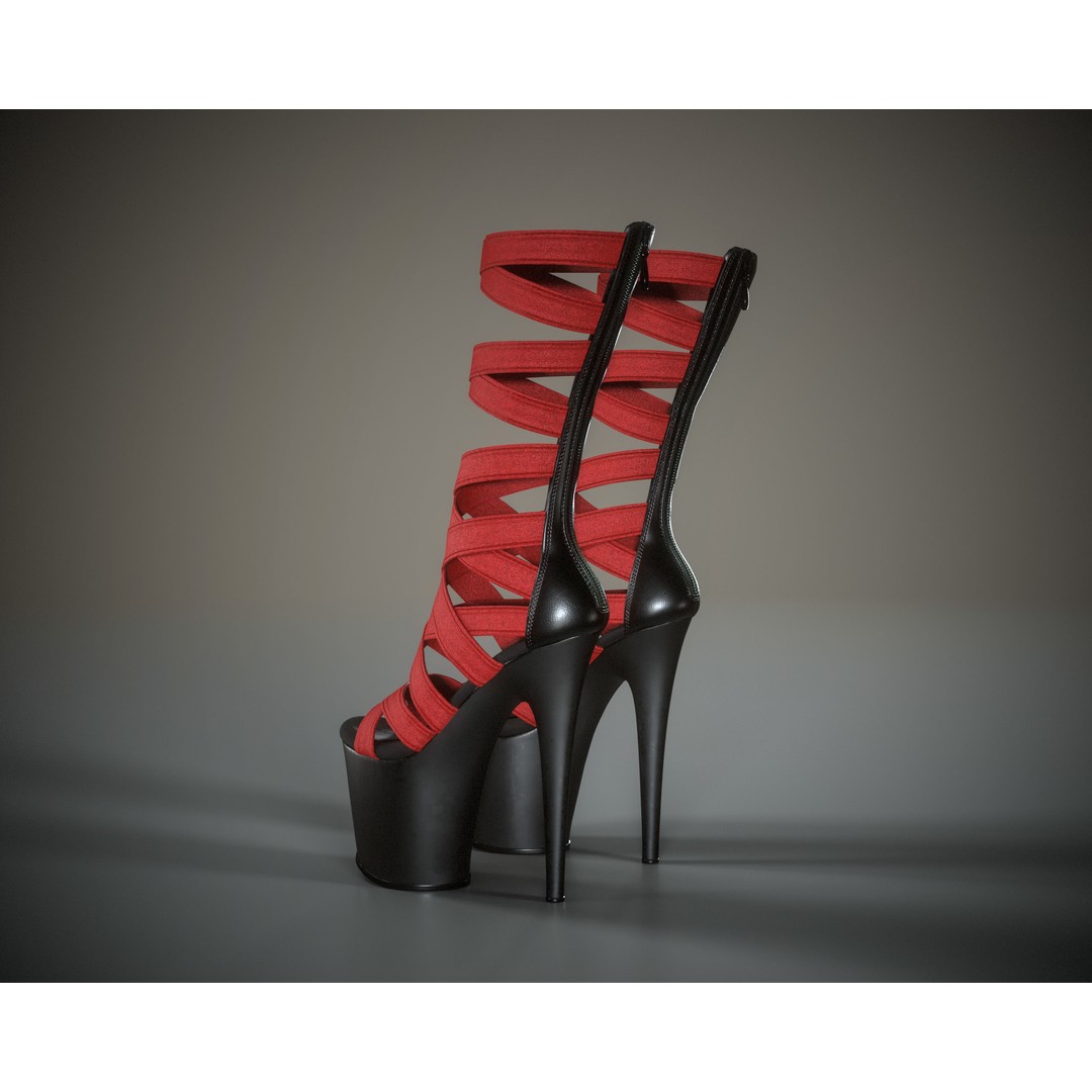 Banded Platform Shoes 3D Model – Low Poly Game Ready Asset, FBX - View 6
