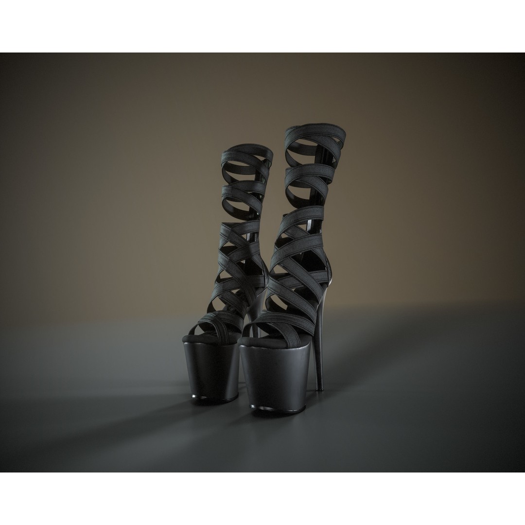 Banded Platform Shoes 3D Model – Low Poly Game Ready Asset, FBX - View 8