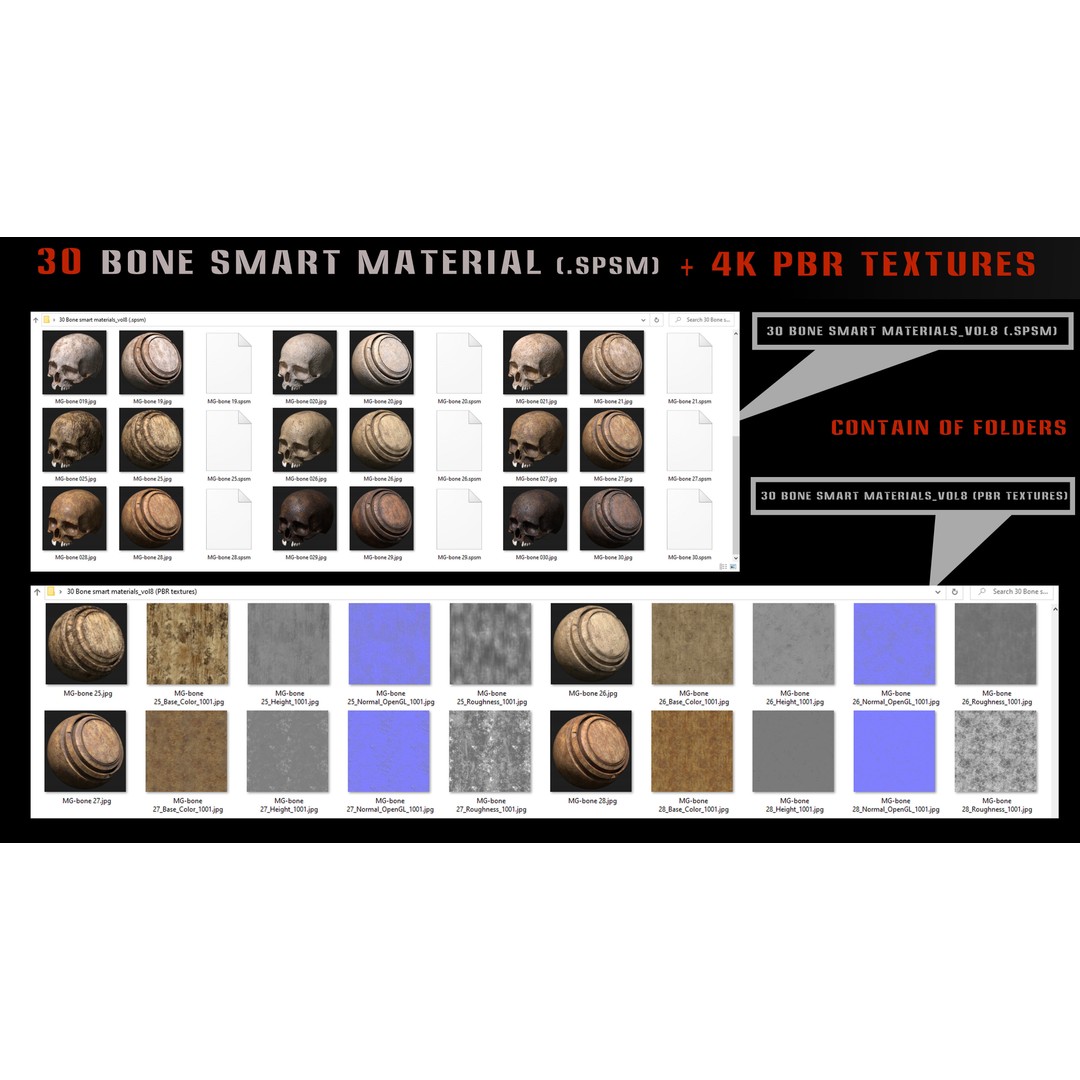 Bone Smart Material 3D Model – High Quality PBR Textures, Substance Painter