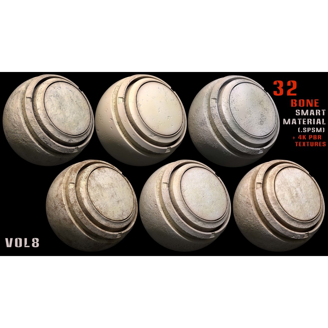 Bone Smart Material 3D Model – High Quality PBR Textures, Substance Painter - View 4