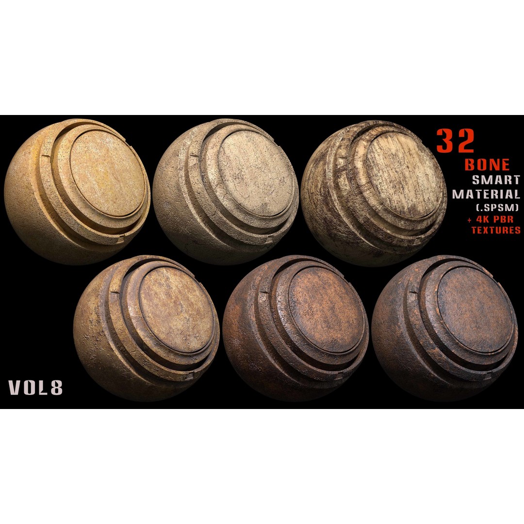 Bone Smart Material 3D Model – High Quality PBR Textures, Substance Painter - View 6
