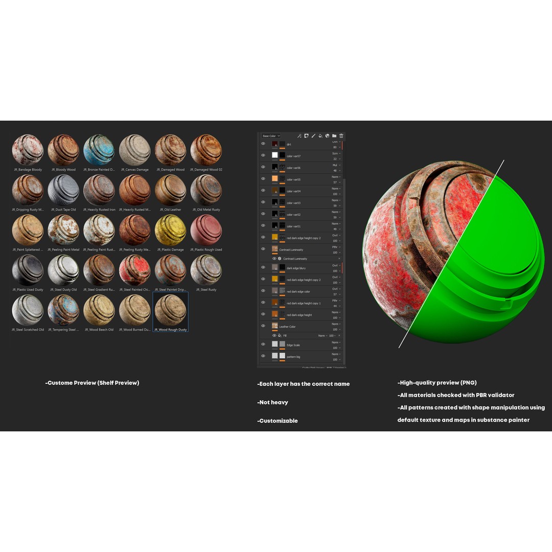 Post-Apocalyptic Smart Materials 3D Model – PBR Textures for Substance Painter - View 3