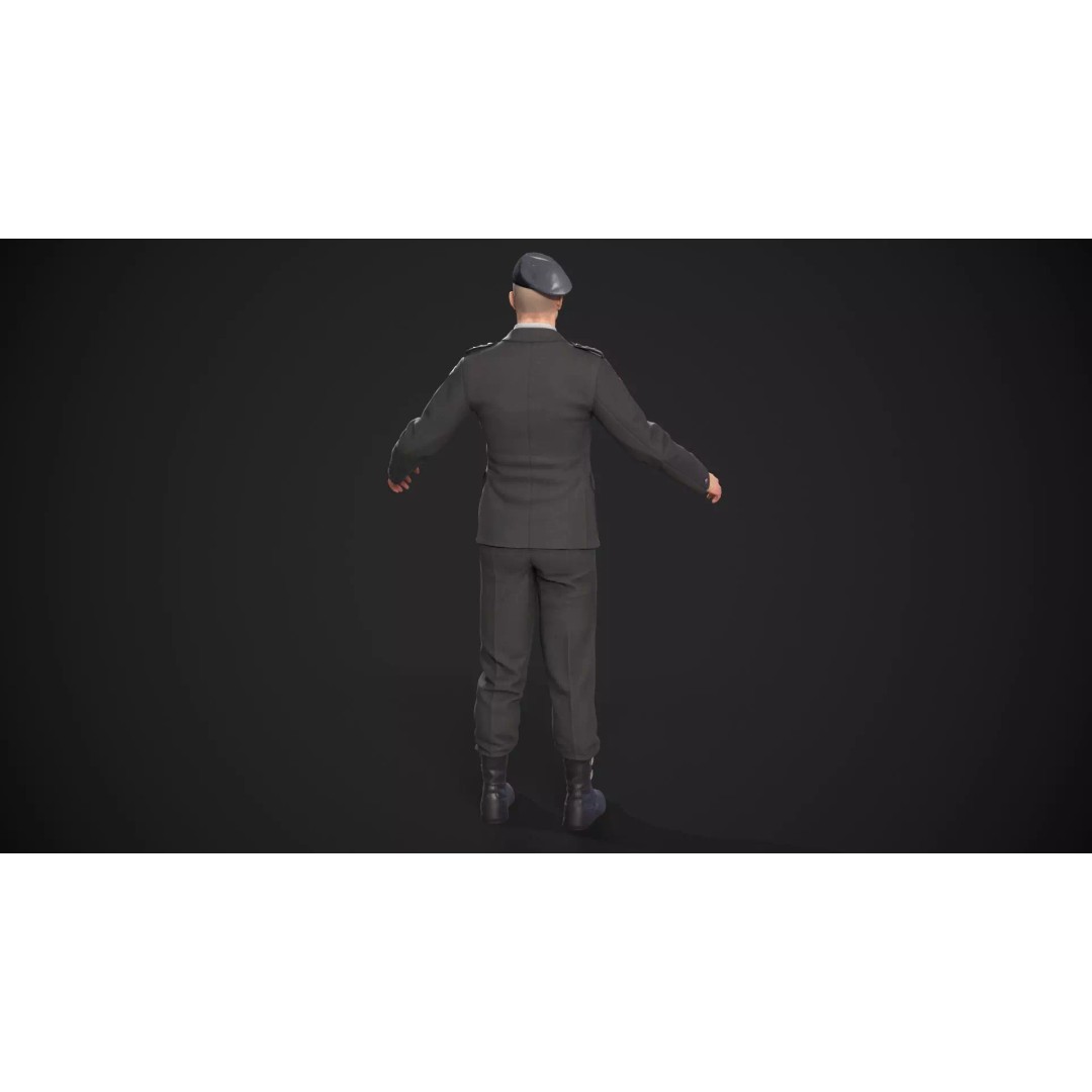 Military Officer 3D Model – Low Poly Game-Ready Character, FBX