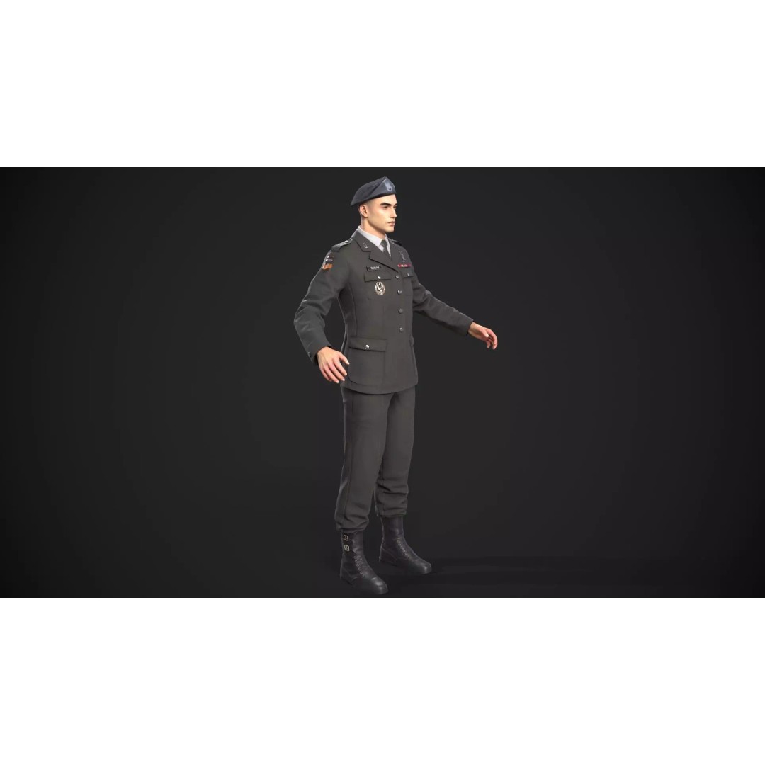 Military Officer 3D Model – Low Poly Game-Ready Character, FBX - View 13