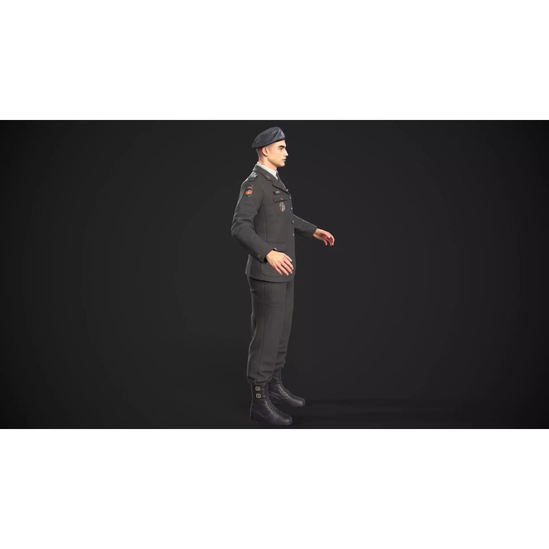 Military Officer 3D Model – Low Poly Game-Ready Character, FBX - View 15