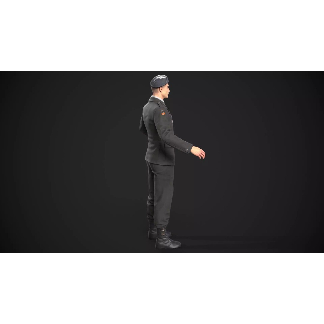 Military Officer 3D Model – Low Poly Game-Ready Character, FBX - View 18