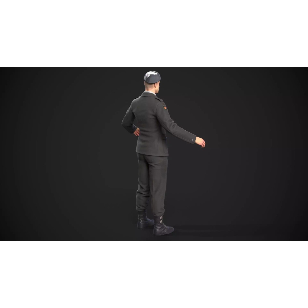 Military Officer 3D Model – Low Poly Game-Ready Character, FBX - View 20