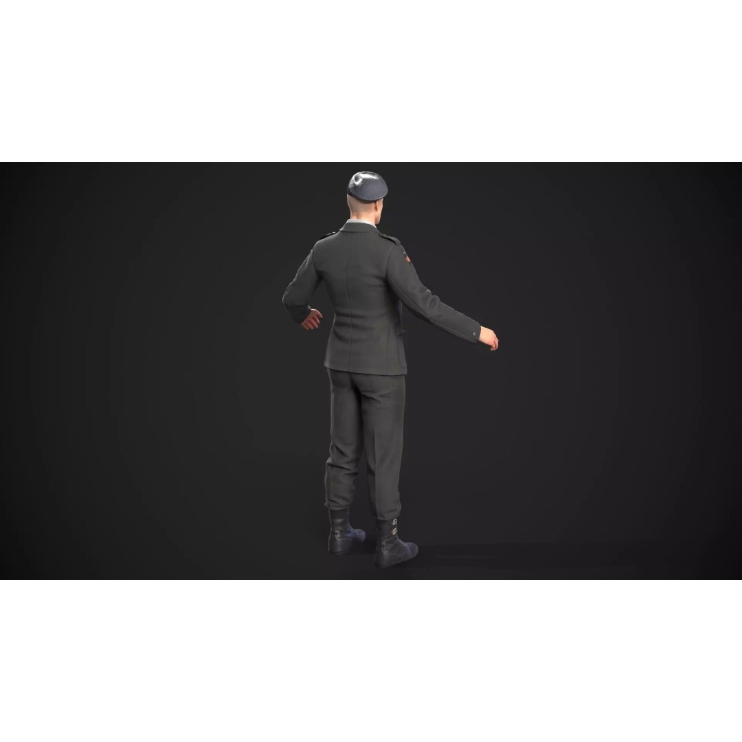 Military Officer 3D Model – Low Poly Game-Ready Character, FBX - View 21