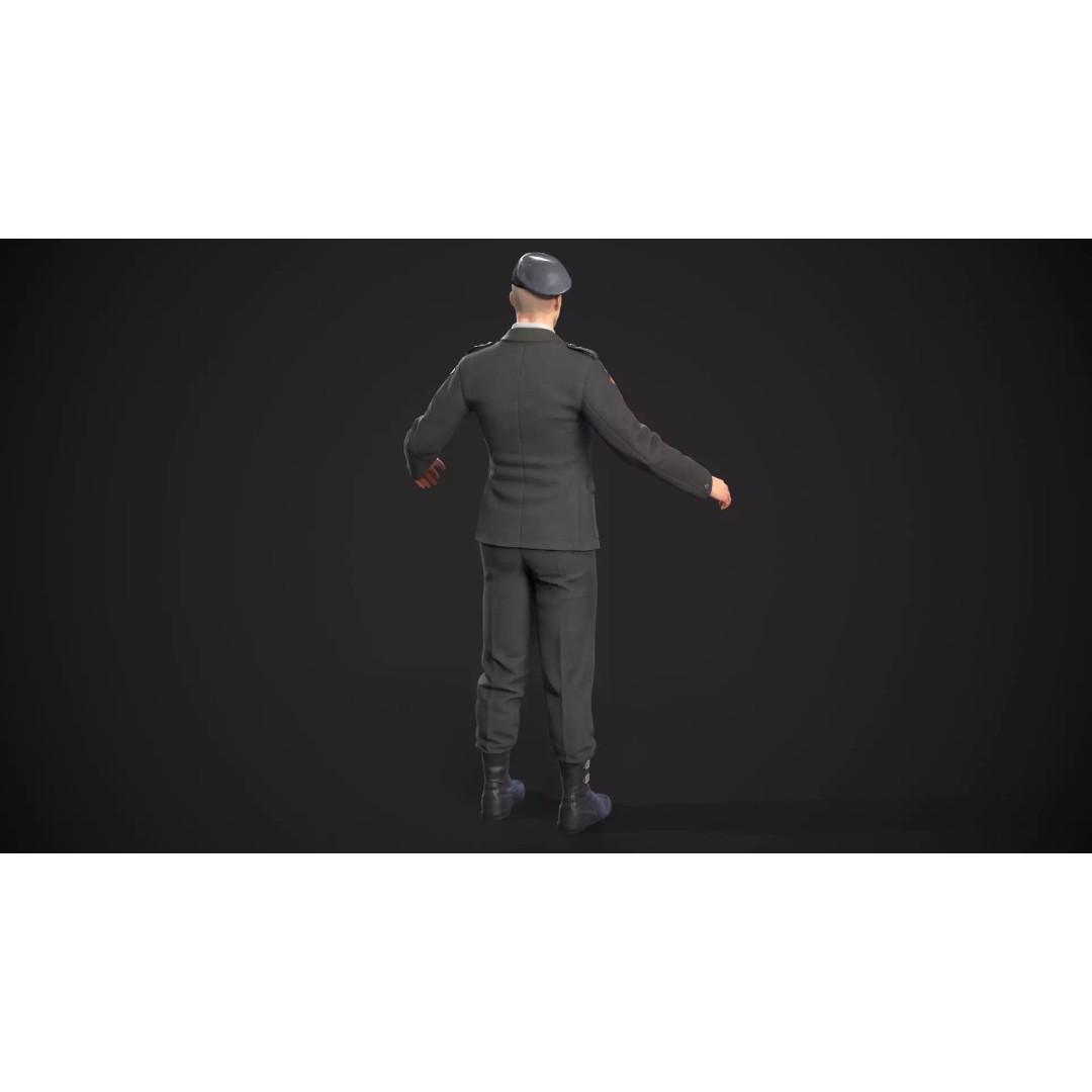 Military Officer 3D Model – Low Poly Game-Ready Character, FBX - View 22
