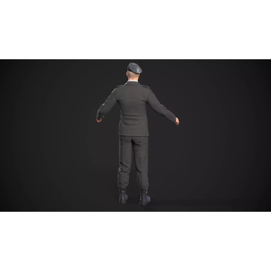 Military Officer 3D Model – Low Poly Game-Ready Character, FBX - View 23