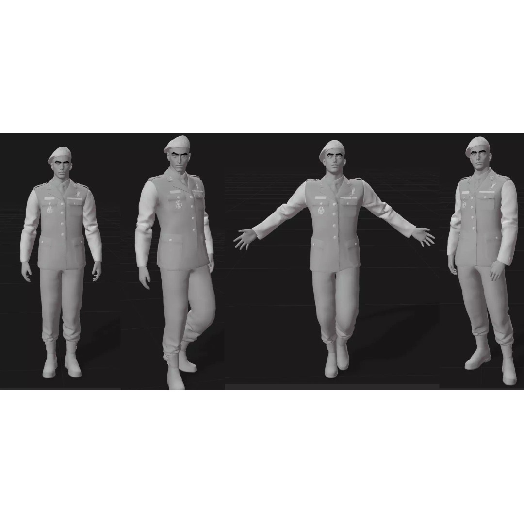 Military Officer 3D Model – Low Poly Game-Ready Character, FBX - View 3