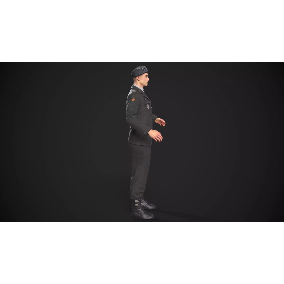 Military Officer 3D Model – Low Poly Game-Ready Character, FBX - View 31