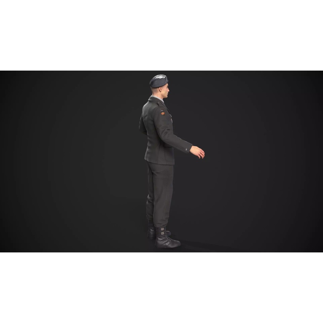 Military Officer 3D Model – Low Poly Game-Ready Character, FBX - View 33