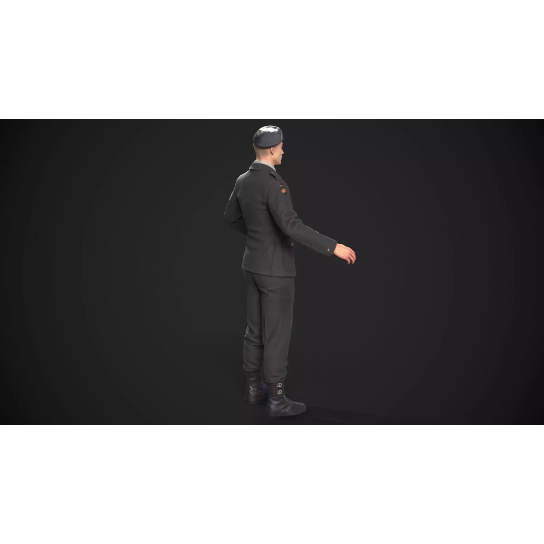 Military Officer 3D Model – Low Poly Game-Ready Character, FBX - View 34