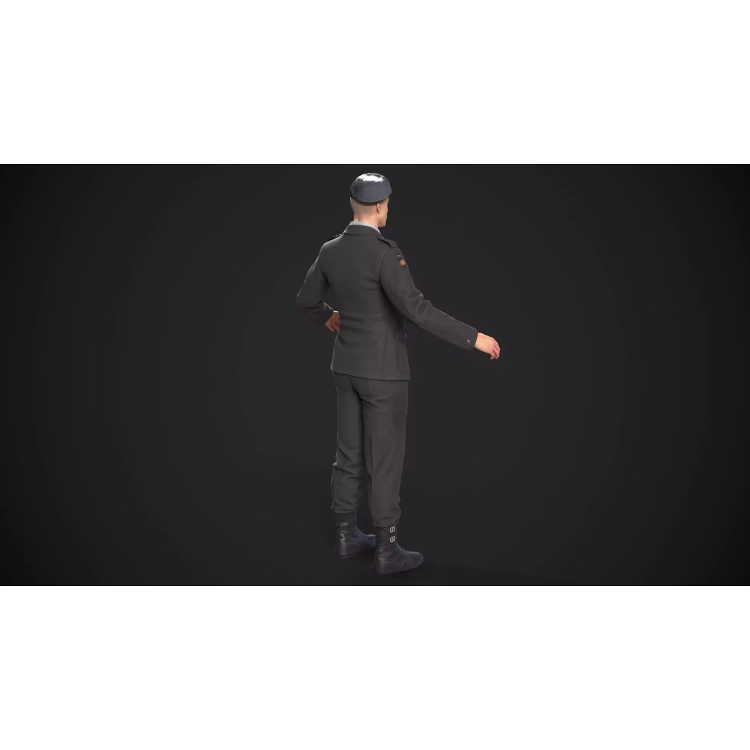 Military Officer 3D Model – Low Poly Game-Ready Character, FBX - View 35