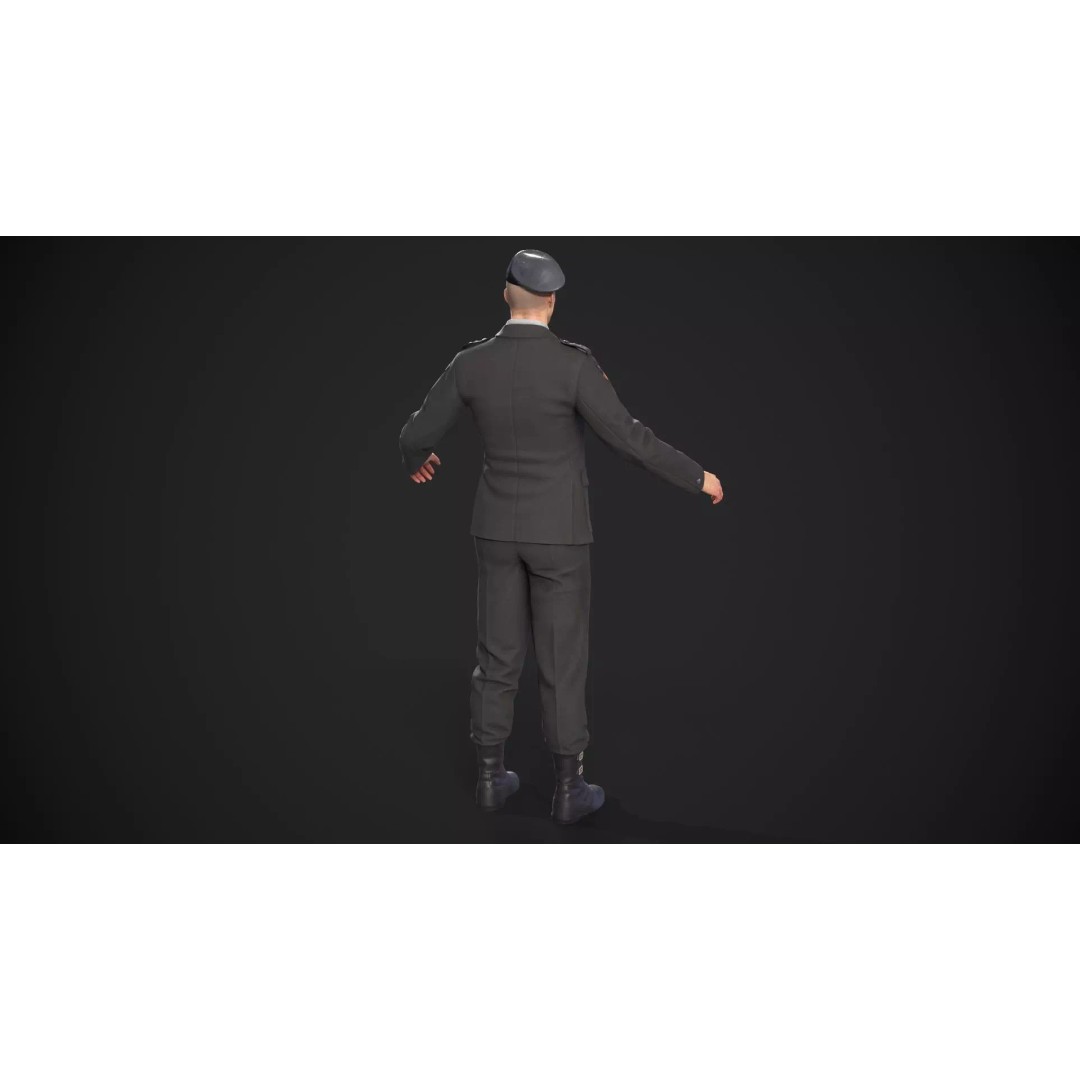 Military Officer 3D Model – Low Poly Game-Ready Character, FBX - View 37