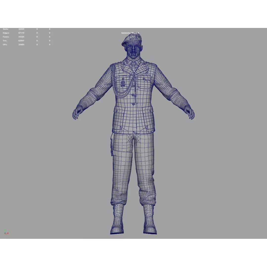 Military Officer 3D Model – Low Poly Game-Ready Character, FBX - View 5