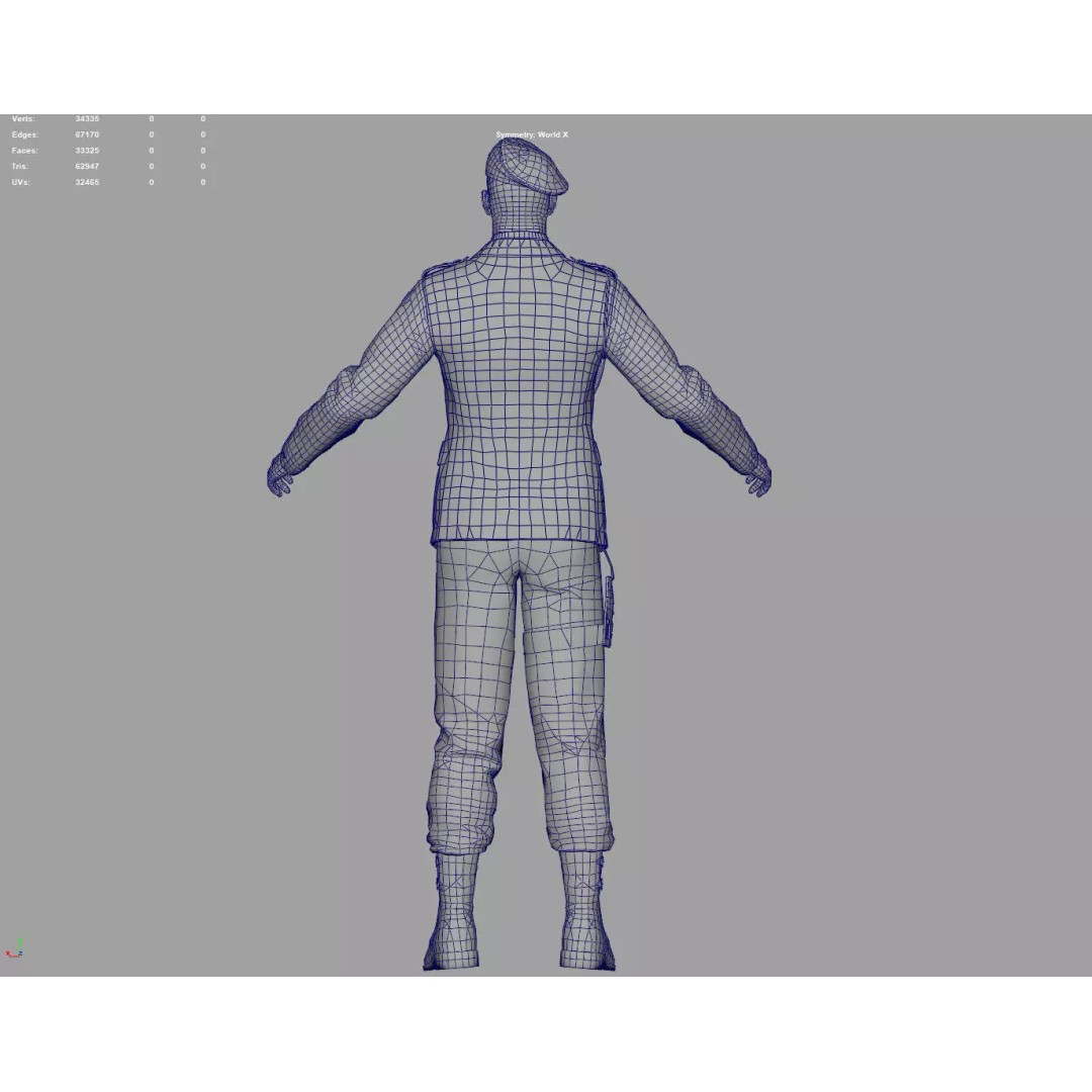 Military Officer 3D Model – Low Poly Game-Ready Character, FBX - View 6