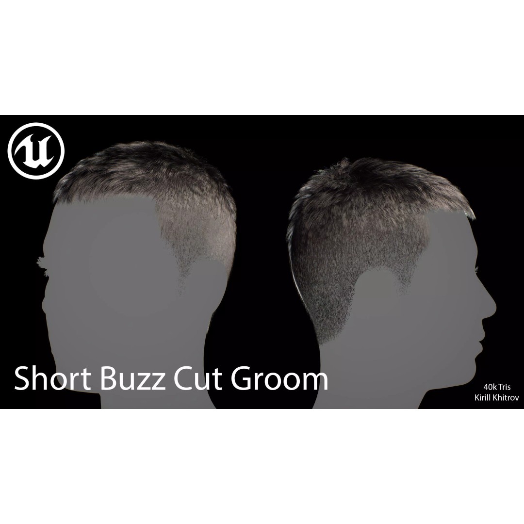 Short Buzz Cut Hair 3D Model – Low Poly Game-Ready Asset, FBX/OBJ - View 10